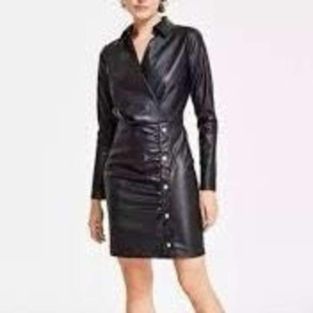 NWT Michael Kors Petite/XS size faux leather wrap dress  Size P/XS